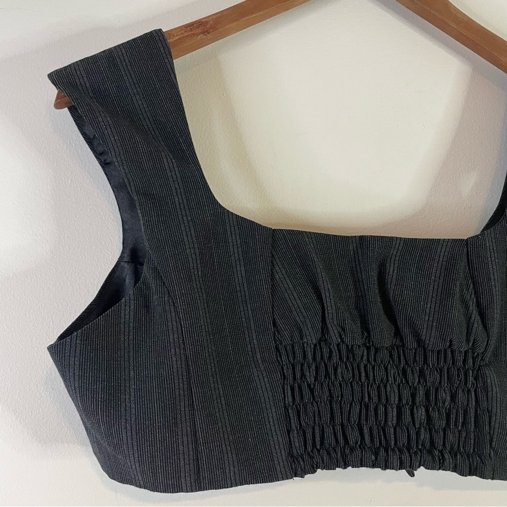 Y2K Guess Bra Top Med Black Club Office Siren Pinstripe Acubi Contemporary Glam - Picture 10 of 14